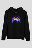 Havok Baskılı Unisex Siyah Kapüşonlu Sweatshirt