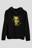 Havok Baskılı Unisex Siyah Kapüşonlu Sweatshirt