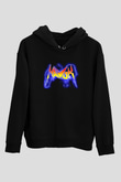 Havok Baskılı Unisex Siyah Kapüşonlu Sweatshirt