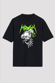 Havok Baskılı Unisex Siyah Oversize Tişört - Tshirt
