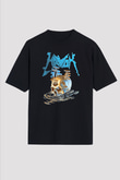 Havok Baskılı Unisex Siyah Oversize Tişört - Tshirt