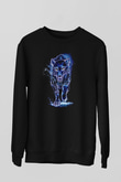 Hayalet Kurt Baskılı Unisex Siyah  Sweatshirt