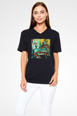 Hayat Siyah Unisex V Yaka Tişört T-Shirt