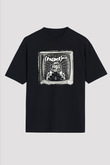 Hed PE Baskılı Unisex Siyah Oversize Tişört