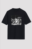 Hed PE Baskılı Unisex Siyah Oversize Tişört
