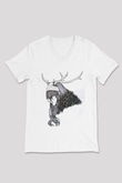 Heilung Baskılı Beyaz Unisex V Yaka Tişört - Tshirt