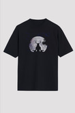 Heilung Baskılı Unisex Siyah Oversize Tişört - Tshirt