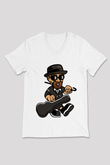 Heisenberg Gentleman Baskılı Unisex Beyaz V Yaka Tişört