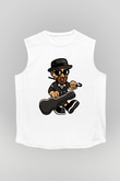 Heisenberg Gentleman Baskılı Unisex Beyaz Kolsuz Tişört