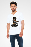 Heisenberg Gentleman Baskılı Unisex Beyaz V Yaka Tişört
