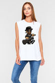 Heisenberg Gentleman Baskılı Unisex Beyaz Kolsuz Tişört
