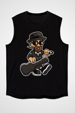 Heisenberg Gentleman Baskılı Unisex Siyah Kolsuz Tişört
