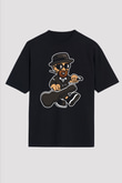 Heisenberg Gentleman Baskılı Unisex Siyah Oversize Tişört