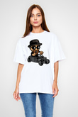 Heisenberg Hotrod Baskılı Unisex Beyaz Oversize Tişört