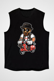 Heisenberg Scooter Baskılı Unisex Siyah Kolsuz Tişört