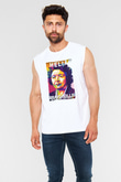 Helia Bravo Hollis Baskılı Unisex Kolsuz Beyaz Tişört - Tshirt