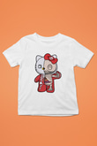 Hello Kity Half Skeleton Baskılı Unisex Beyaz Çocuk Tişört