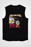 Helloween Baskılı Unisex Siyah Kolsuz Tişört