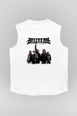 Hellyeah Baskılı Unisex Beyaz Kolsuz Tişört