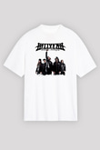Hellyeah Baskılı Unisex Beyaz Oversize Tişört