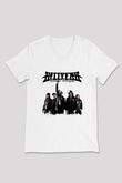 Hellyeah Baskılı Unisex Beyaz V Yaka Tişört