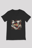 Hellyeah Baskılı Unisex Siyah V Yaka Tişört