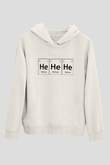 Helyum Elementi Hehehe Baskılı Unisex Beyaz Hoodie