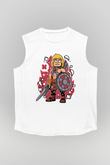 Heman Baskılı Unisex Beyaz Kolsuz Tişört