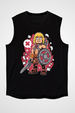 Heman Baskılı Unisex Siyah Kolsuz Tişört