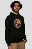 Herkül Baskılı Unisex Siyah Hoodie