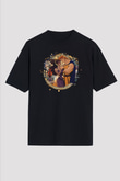 Herkül Baskılı Unisex Siyah Oversize Tişört - Tshirt