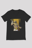 Herkül Baskılı Unisex Siyah V Yaka Tişört - Tshirt