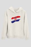 Hırvatistan Beyaz Unisex Kapşonlu Sweatshirt