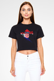 Hırvatistan Siyah Crop Top Tişört