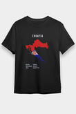 Hırvatistan Siyah Unisex Tişört T-Shirt - TişörtFabrikası