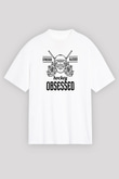 Hokey Baskılı Unisex Beyaz Oversize Tişört - Tshirt