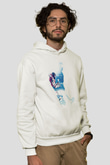 Hokey Baskılı Unisex Ekru Hoodie