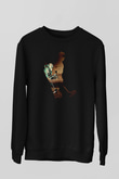 Hokey Baskılı Unisex Siyah Sweatshirt