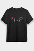 Hokey Baskılı Unisex Siyah Tişört - Tshirt