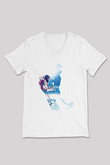 Hokey Baskılı Unisex V Yaka Tişört - Tshirt