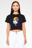 Hula Siyah  Crop Top Tişört