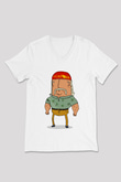 Hulk Hogan Beyaz Unisex V Yaka Tişört