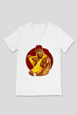 Hulk Hogan Beyaz Unisex V Yaka Tişört