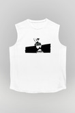 Hunter X Hunter Baskılı Beyaz Unisex Kolsuz Tişört - Tshirt