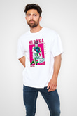 Hunter X Hunter Baskılı Beyaz Unisex Oversize Tişört - Tshirt