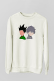 Hunter X Hunter Baskılı Beyaz Unisex Sweatshirt