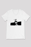 Hunter X Hunter Baskılı Beyaz Unisex V Yaka Tişört - Tshirt