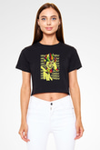 Hunter X Hunter Baskılı Siyah Crop Top Kadın Tişört - Tshirt