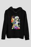 Hunter X Hunter Baskılı Unisex Siyah Hoodie