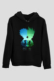 Hunter X Hunter Baskılı Unisex Siyah Hoodie